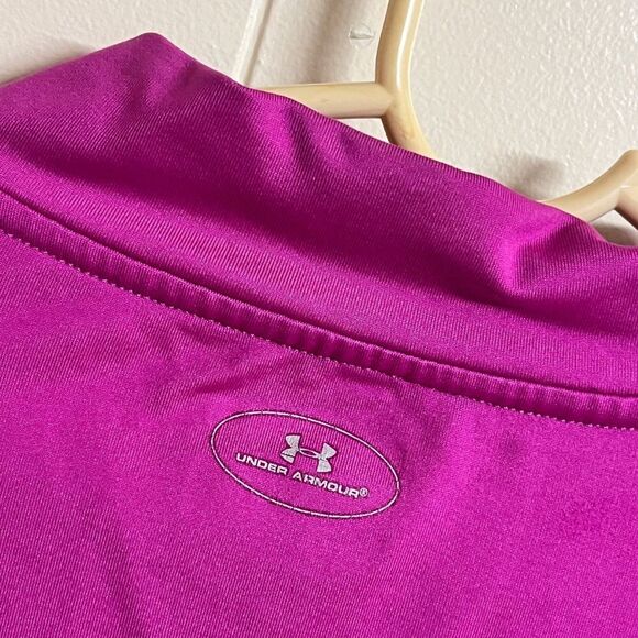Under Armour UA ColdGear Pink Fitted Mock Compression Shirt Long Sleeve Sz L - Picture 6 of 7
